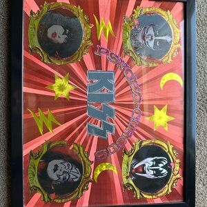 Kiss Red and Gold Psychedelic Rock Poster psycho Circus